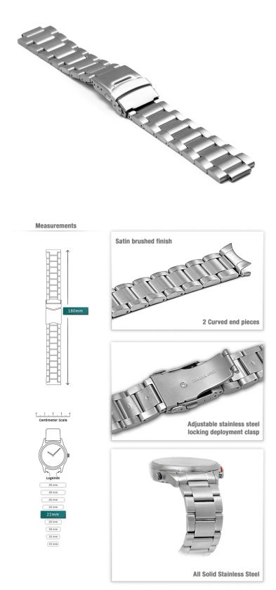 22mm New BRUNOFF Mens Gents Steel Watch Band New  