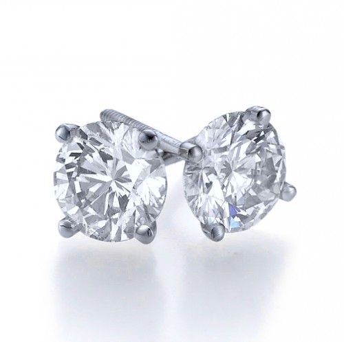   CLASSIC MARTINI 4 PRONG DIAMOND STUD EARRINGS 14K WHITE GOLD  