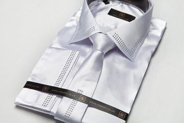 MENS WHITE SATIN STRAIGHT DIAMONTE SHIRT S M L XL XXL  