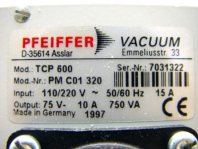 Pfeiffer Balzers Vacuum TCP600 Turbo Pump Controller  