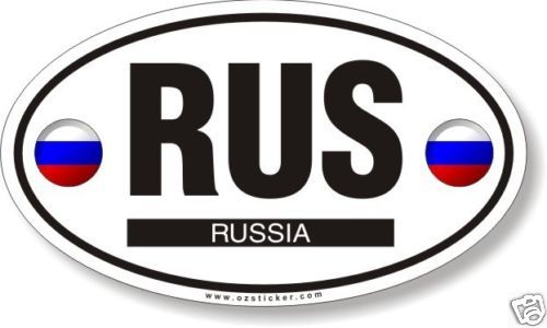 Euro Oval   RUSSIA   Sticker   3.5 x 6  