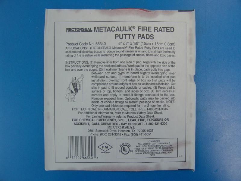 RectorSeal Metacaulk RS 136 Fire Caulk Putty Pads Stick  