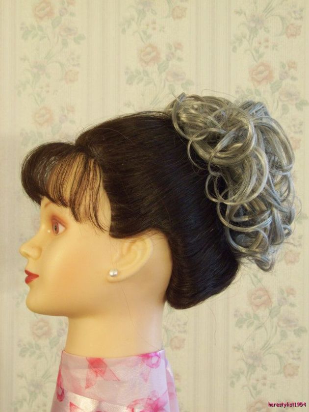 HAIRPIECE WIG Scrunchie 7 Grey Brown Mix #51  