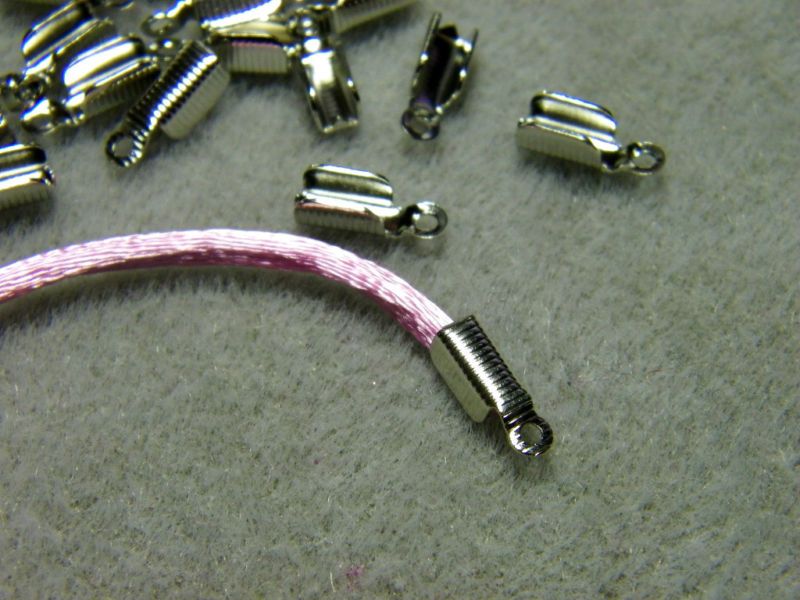 100 Fold Over Cord End Tips with Loops choose SP/NP/GP  