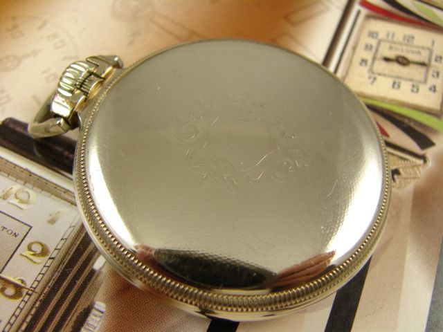 MARVELOUS J. BOSS 14k WHITE GOLD FILLED RAILROAD POCKET WATCH CASE 