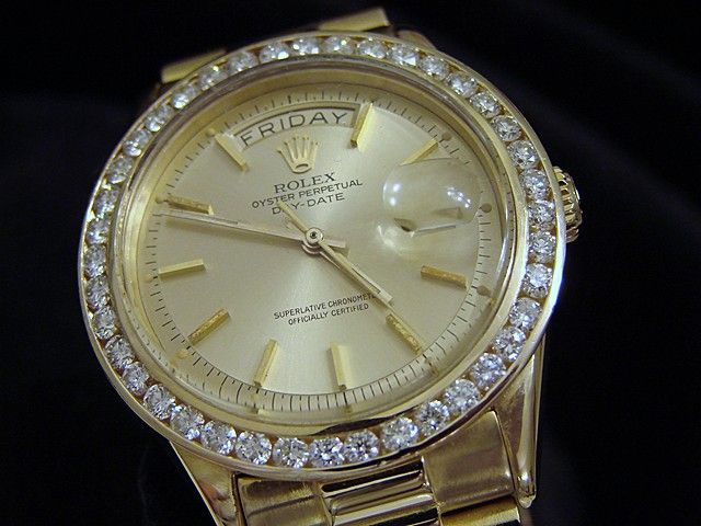 MENS ROLEX 18K GOLD DAY DATE PRESIDENT WATCH w/DIAMONDS  