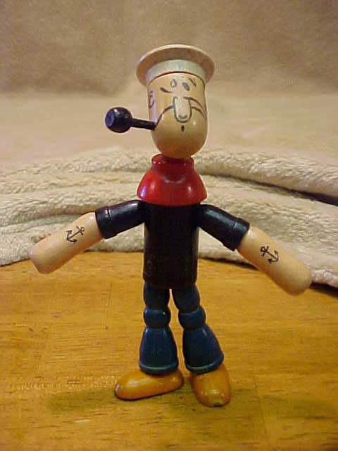 OUTSTANDING 1930s Jaymar Popeye Wooden Figurine 4.75  