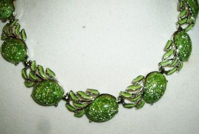 Juliana D&E Green Confetti ART GLASS Enamel Necklace  