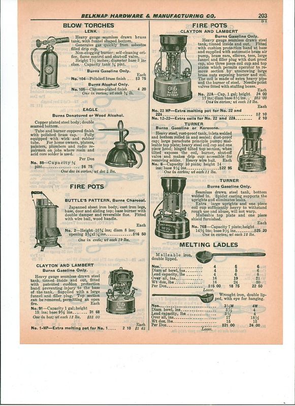 1937 Fire Pots Buyyles C&L Gasoline Lenk Blow Torch ad  