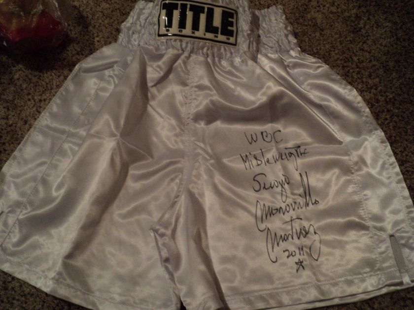   Maravilla Martinez Signed Title Boxing Trunks with proof  