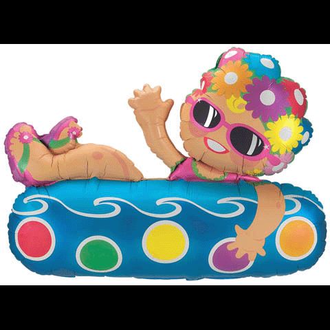 Big Giant Girl Swimming w/Tube & Sunglasses Helium Balloon   Click 