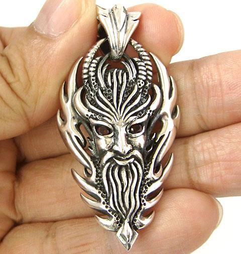 POSEIDON NEPTUNE GOD SEA STERLING SILVER SURF PENDANT  