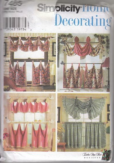 90s Uncut Home Decorating Cafe Curtains Pattern~S 7465  