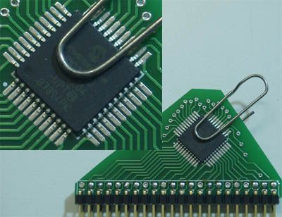 use paper clip (bended to fitwith pcb+chip thickness) to attach the 