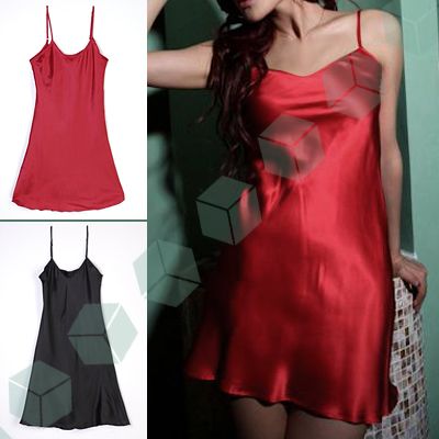 Satin BabyDoll Chemise Slip Sleep Lounge Wear Spaghetti Strap Nightie 