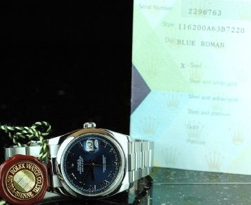   Stainless Steel Datejust Z SERIAL 2007 PAPERS BLUE ROMAN  