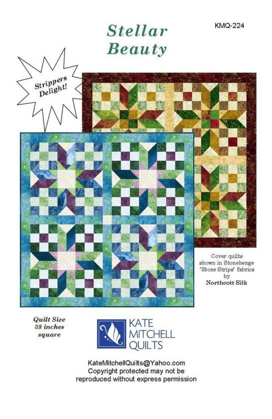 Stellar Beauty Quilt Pattern 38 x 38 Jelly Roll Pattern  