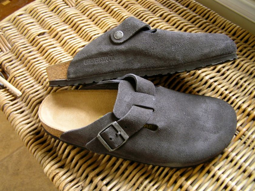 BIRKENSTOCK BOSTON Clogs Suede Leather Gray Size Choice  