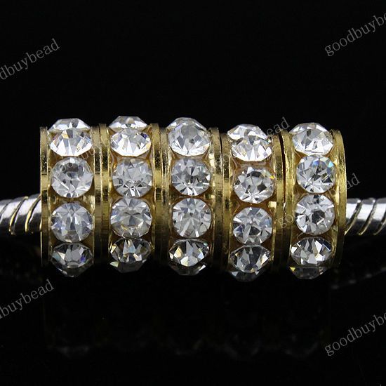 WHOLESALE LOTS CRYSTAL EUROPEAN BIG HOLE CHARM BEADS FINDINGS FIT 