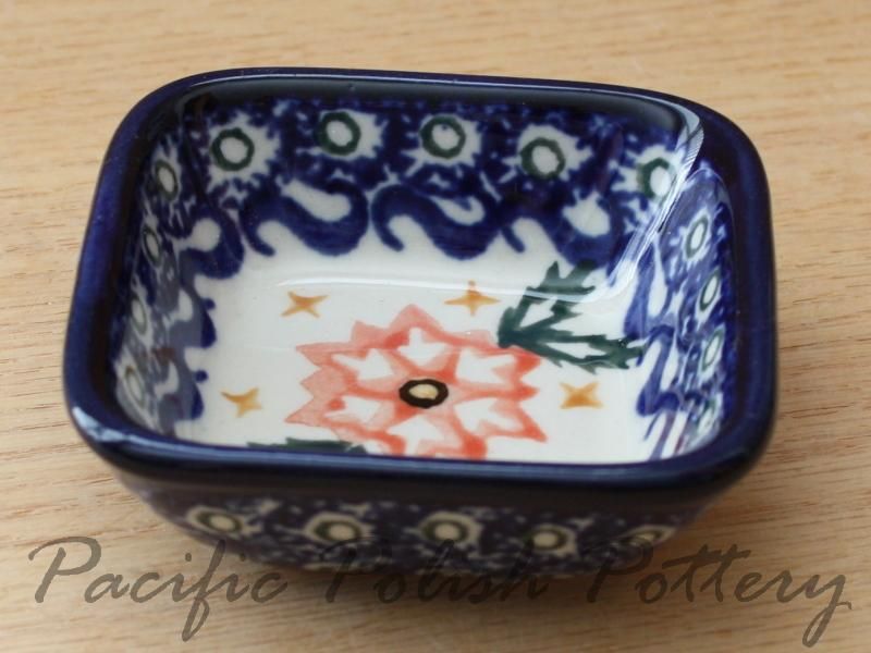 Polish Pottery square Ramekin Soy Sauce Condiment bowl  