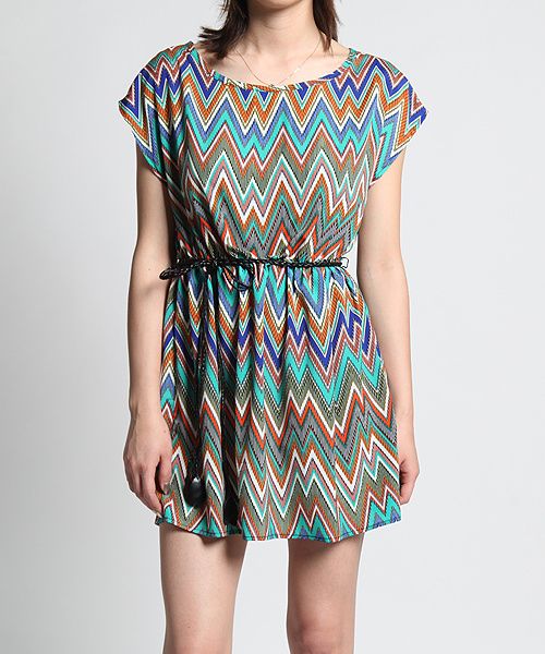   Print Woven Dolman Short Sleeve DRESS w/Belt & Open Back NEW  