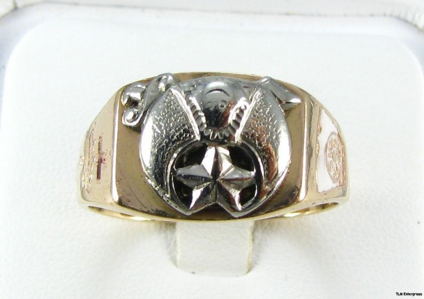 SHRINERS   14K GOLD Vintage SOLID BACK Masonic RING  