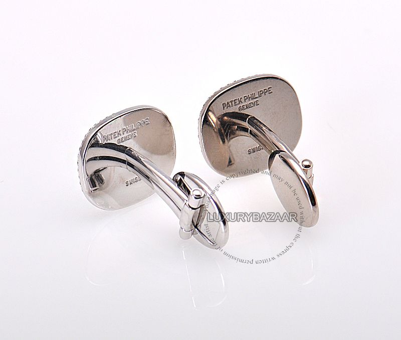 Patek Philippe18K White Gold Diamond Ellipse Cufflinks  