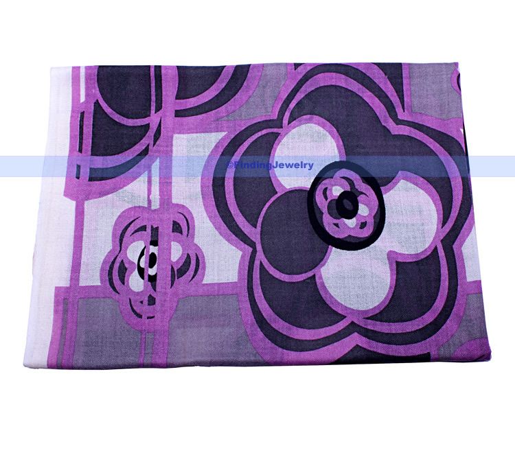 Flower Soft Pashmina/Cashmere/Silk Shawl/Scarf Pruple  FINDINGJEWELRY 