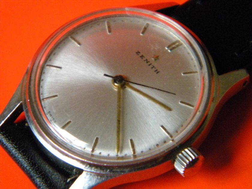 ANTIQUE ZENITH 34MM RARE WATCH CIRCA 1950 S/S MANUAL WIND ATTRACTIVE 