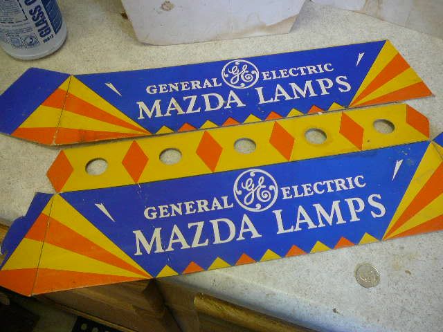   Mazda Lamp Light Bulb Cardboard Art Deco Store Display Neat  