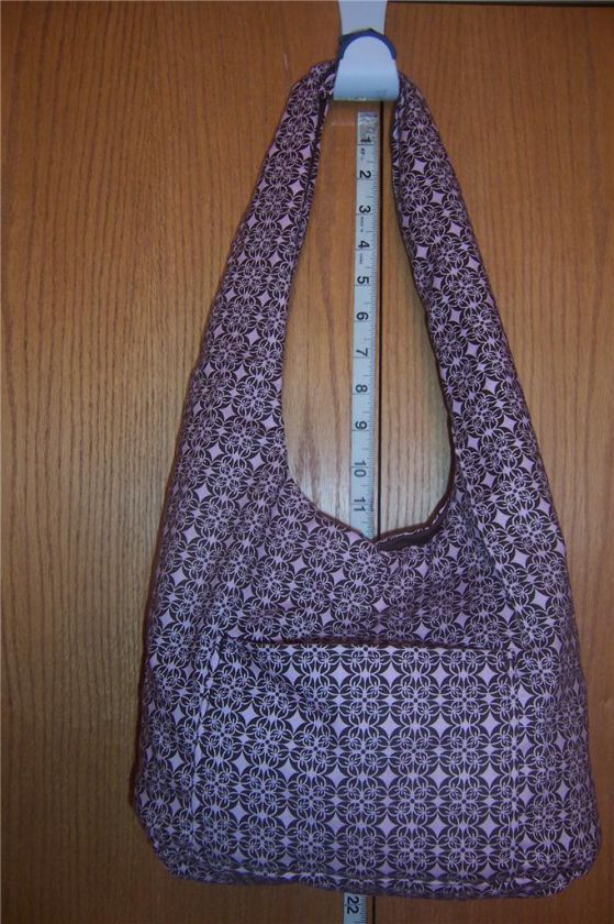 Brown Pink Diamond Shape Fabric Design Hobo Bag U#115  