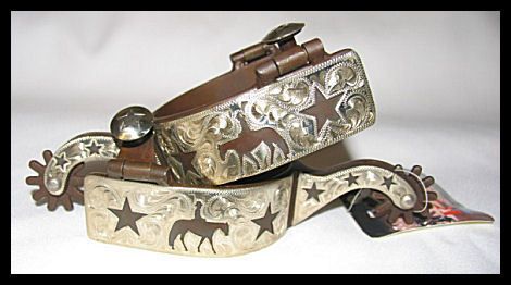 Kelly Brown Iron Silver Pleasure Horse Star Spurs (Mens/Womens)  