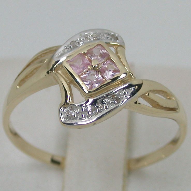 34 CARATS 14K SOLID YELLOW GOLD NATURAL PINK SAPPHIRE CLUSTER DIAMOND 