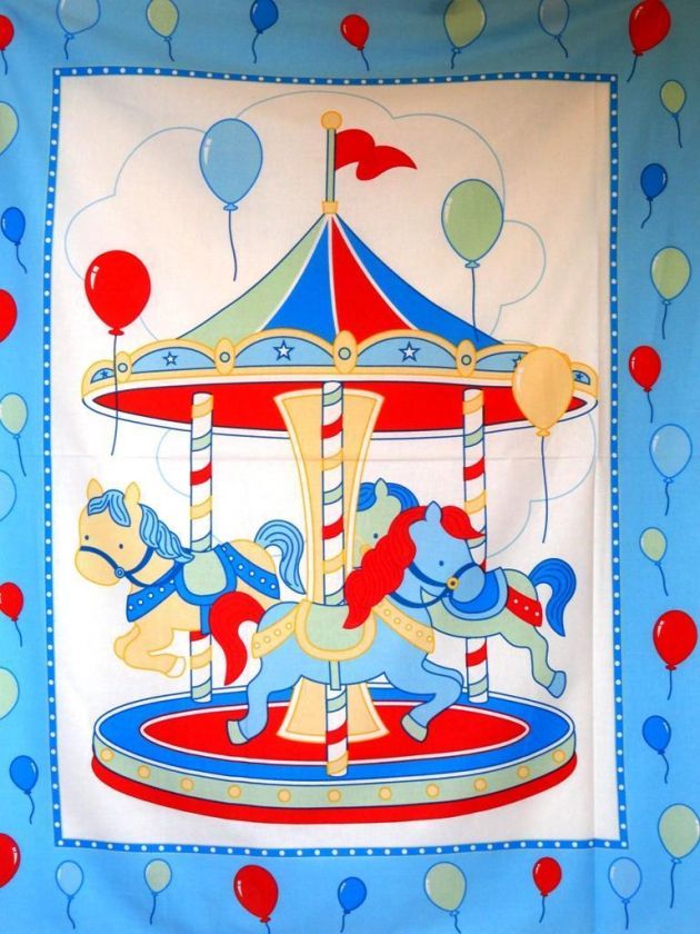 New Carousel Fabric Panel Horses Nursery Children  