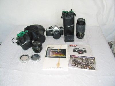 PENTAX SUPER ME SLR 3 LENSES 5 FILTERS 3 MANUALS  