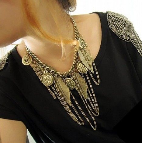 1pcs Figure Leaf Purl Vintage Necklace Coat Chain X55 FREE SHIP  