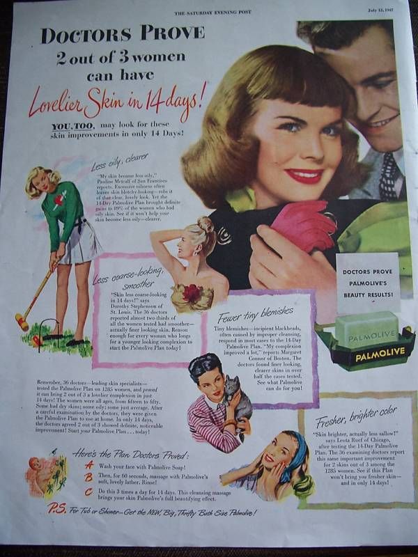 1947 Palmolive Green Soap Lady Plays Croquet Ad  
