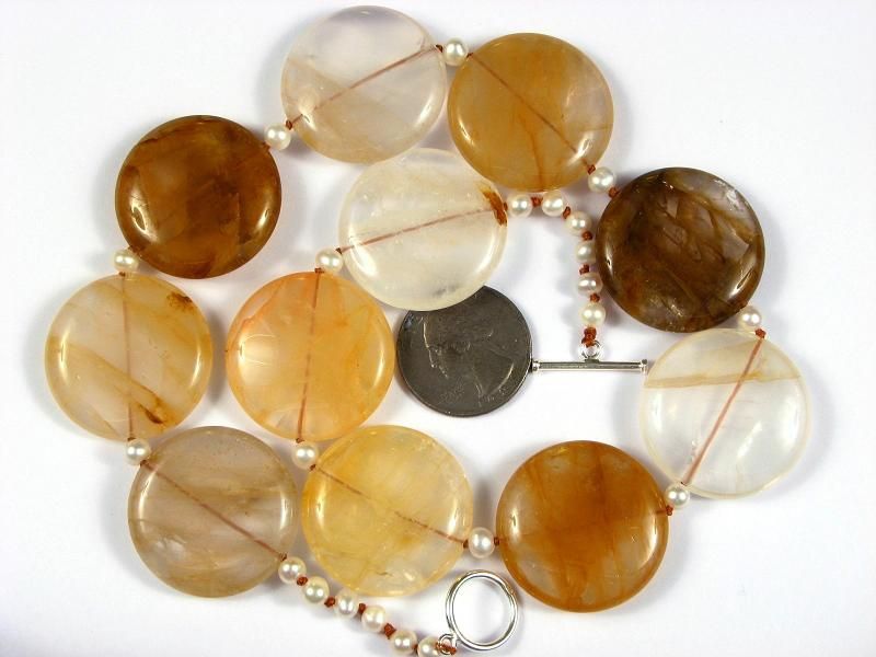 Necklace Iron Quartz 30mm Flat Round 925 Rusty  