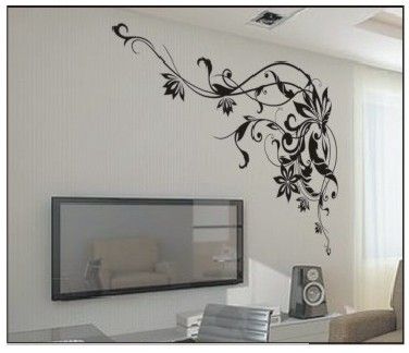  Design Fashion Art Decor Black Flower Wall Sticker Home Decoration 