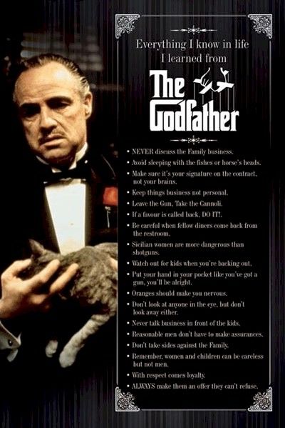 MOVIE POSTER ~ THE GODFATHER EVERYTHING I KNOW LEARNED  