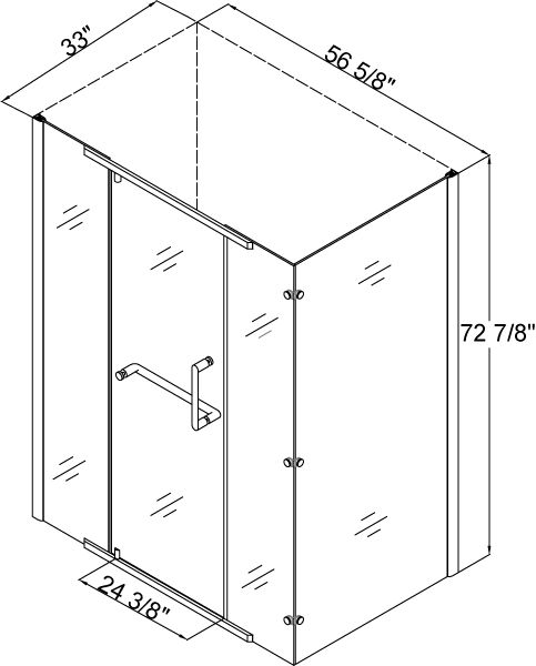   Vista 34 X 58 X 73 Shower Enclosure, Chrome SHEN 1134588 01  