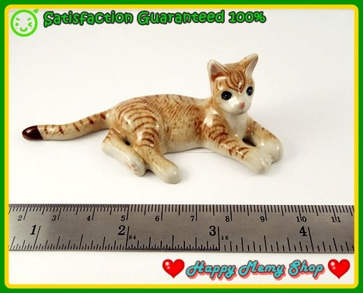 Cat is relaxing Miniature Figurines Ceramic Animal  C09  