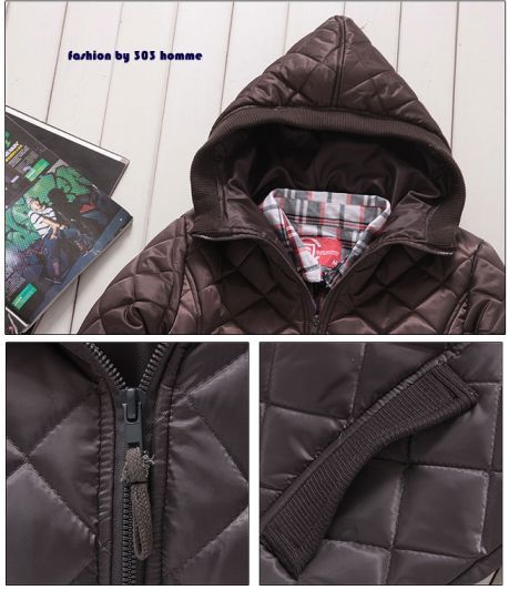 2010 Men Slim Fit Fashion Brown Hooded Down Coat Jacket  