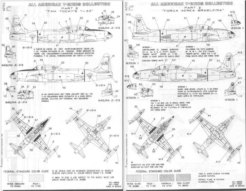 Aztec Decals 1/48 LATIN T 33 THUNDERBIRDS Part 2  