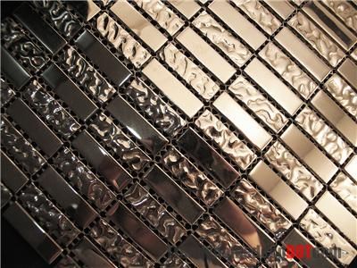   Metallic Glass Blend Mosaic Tile For Kitchen Backsplash Bath Sink