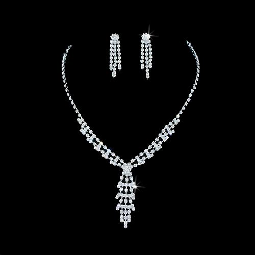 Bridal Jewelry Set Austrian Crystal Rhinestone Y Drop3  