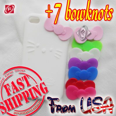 Hello Kitty Bowknot Silicone Case Skin for iPhone 4 4G  