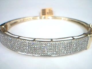 40ct Round Diamond Pave Set 10K YG Bangle Bracelet  