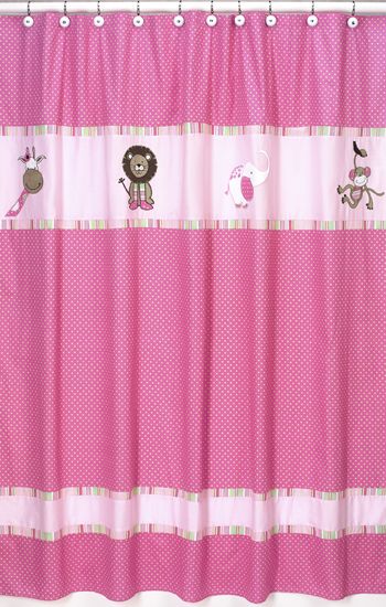 JOJO DESIGNS JUNGLE POLKA DOT PINK GREEN SHOWER CURTAIN  