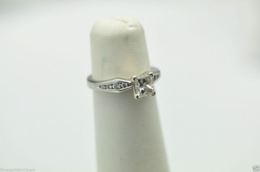 80 Carat SI1 Center Princess Cut Diamond Engagement Platinum Ring 